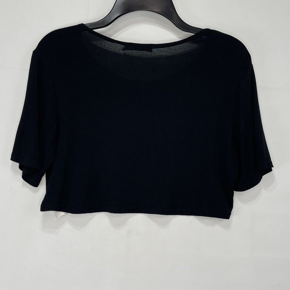 Nasty Gal Collection Women Sz 8 M Cropped T Shirt Black Crew Neck - Picture 2 of 16